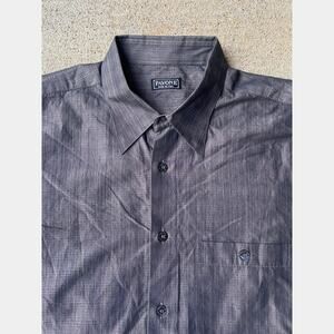 Pavone Men’s Lrg Italian Button Down Grey Dress Shirt cotton business formal